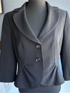 Ann Taylor Vintage Black Tailored Peplum Blazer 3/4 Sleeves